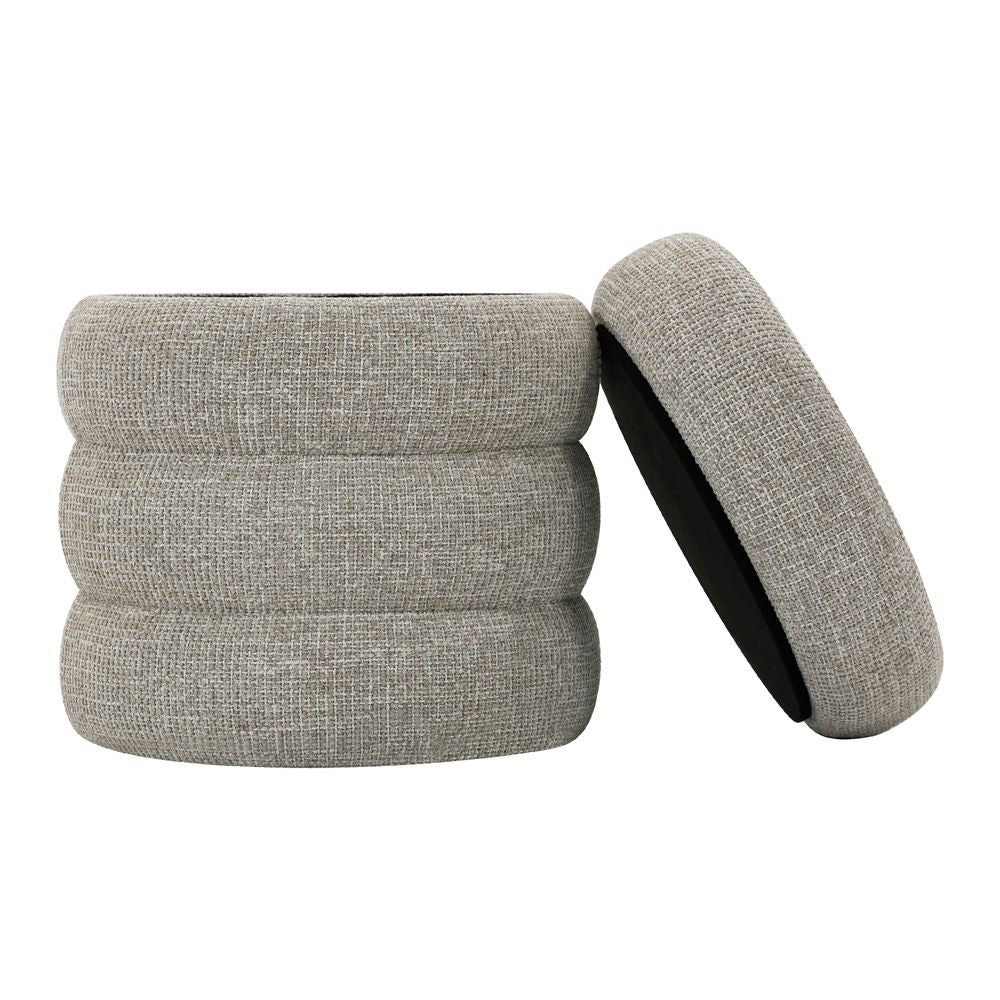 Pouf coffre tissu chenillé beige