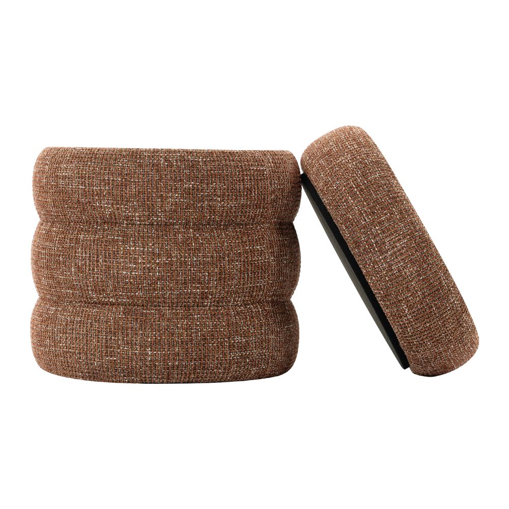 Pouf coffre tissu chenillé rouge
