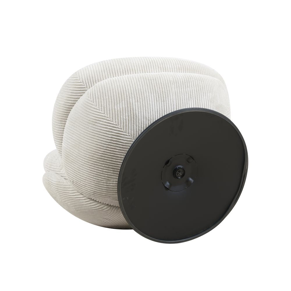 Fauteuil pivotant velours côtelé blanc