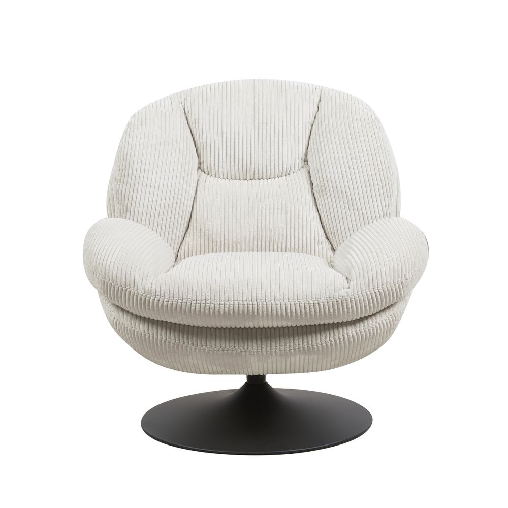 Fauteuil pivotant velours côtelé blanc