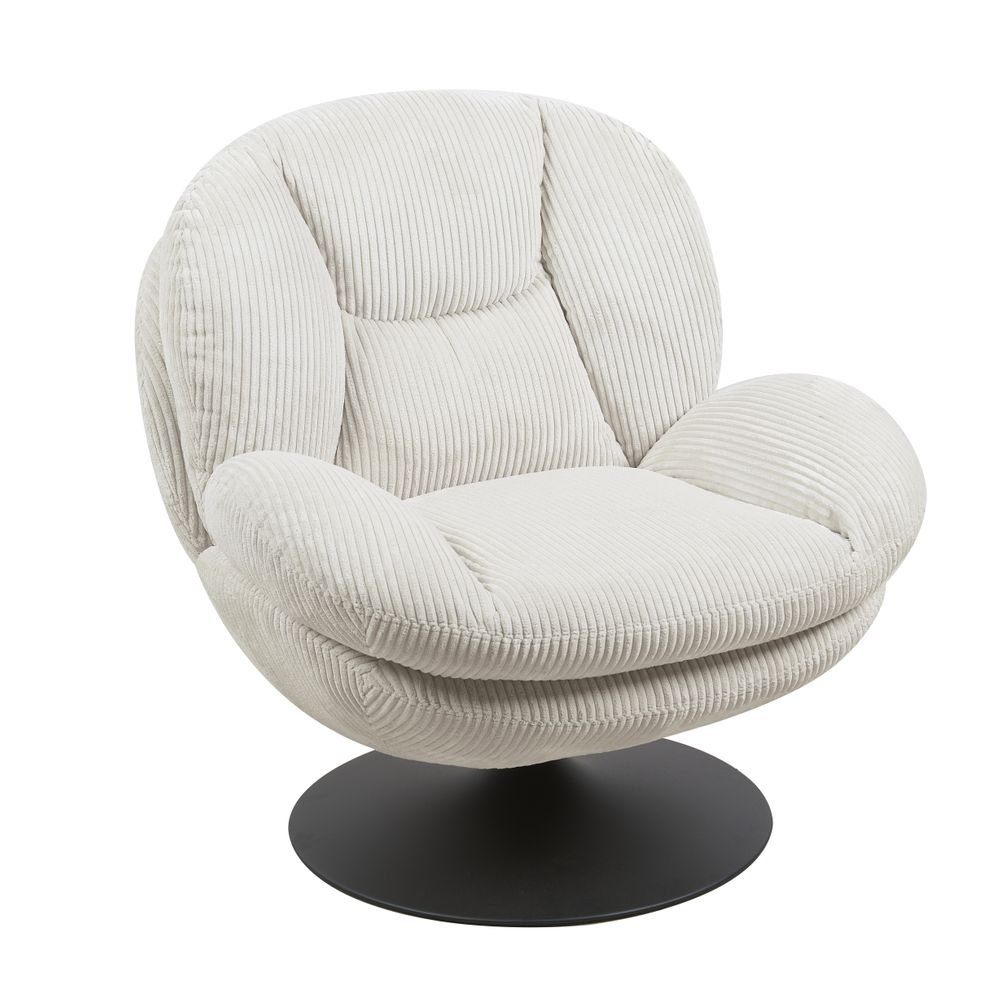 Fauteuil pivotant velours côtelé blanc