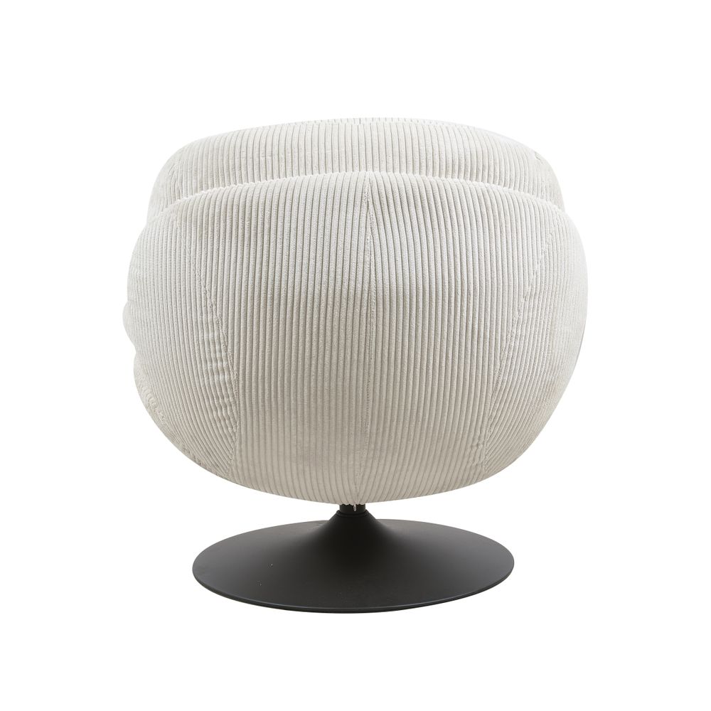 Fauteuil pivotant velours côtelé blanc