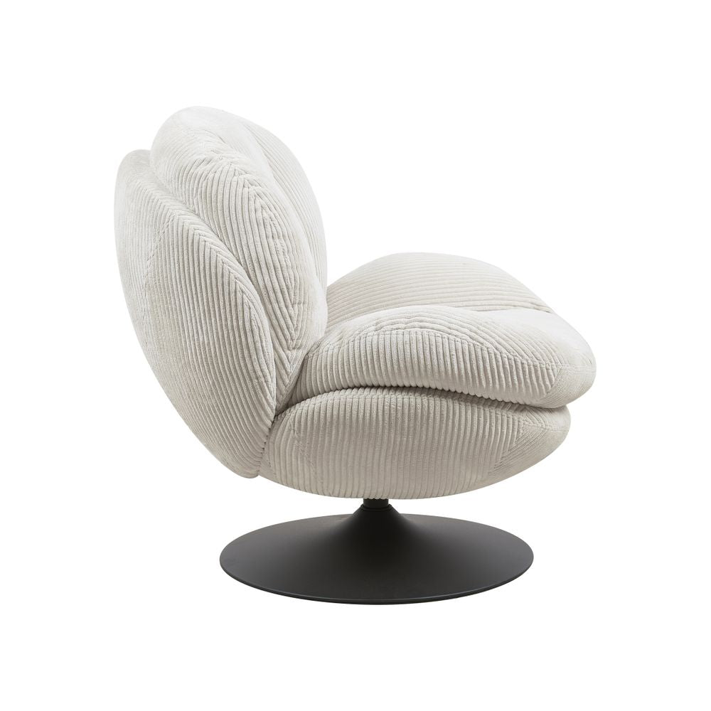 Fauteuil pivotant velours côtelé blanc