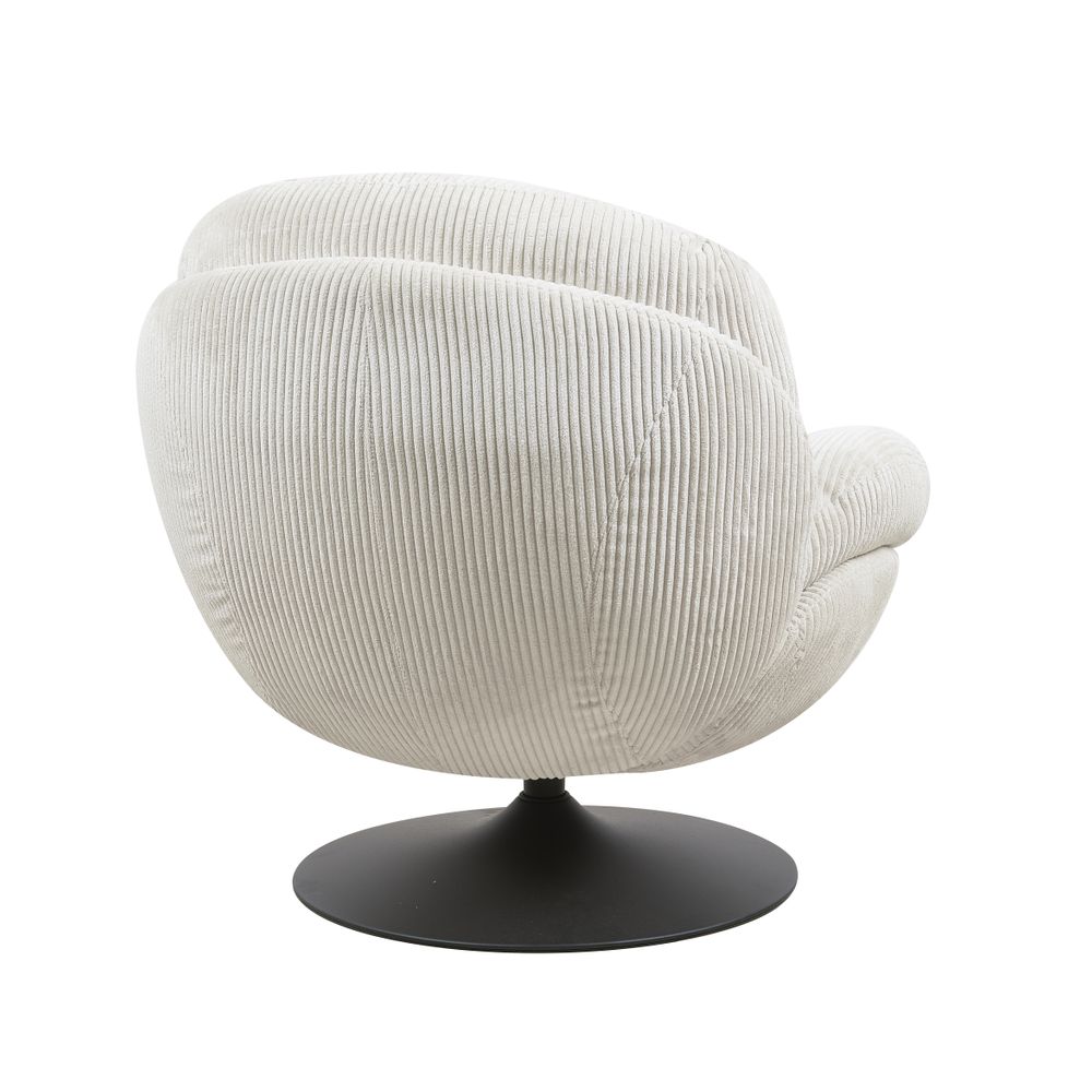 Fauteuil pivotant velours côtelé blanc