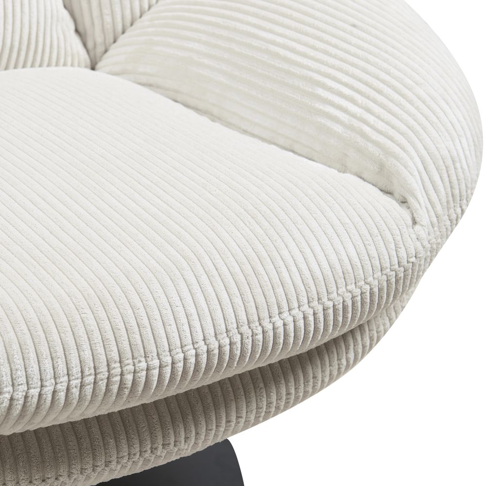 Fauteuil pivotant velours côtelé blanc