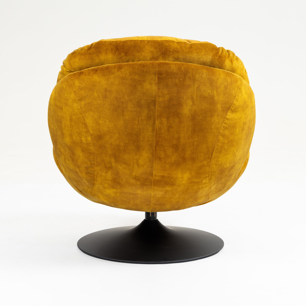 Fauteuil pivotant en velours ocre
