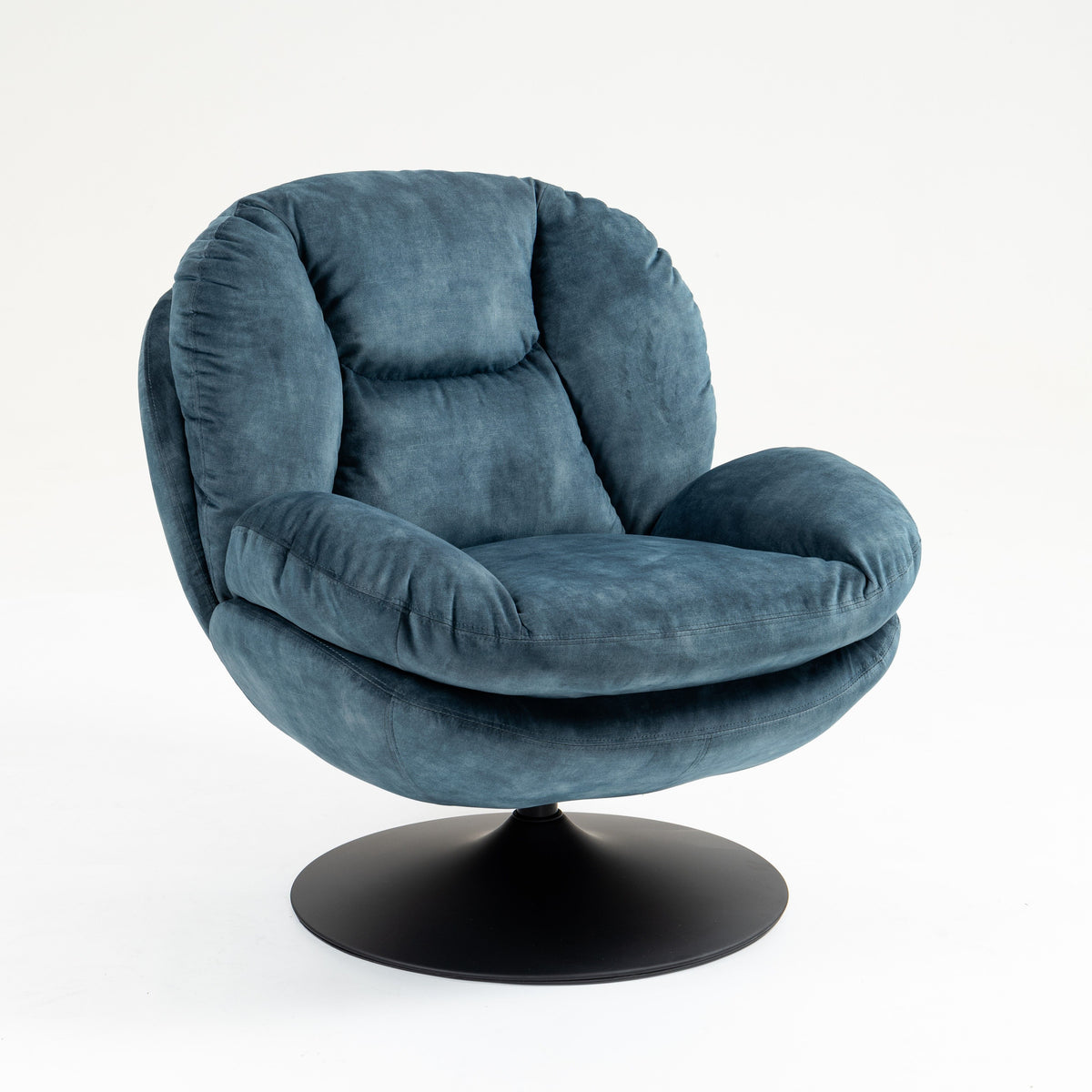 Fauteuil pivotant en velours bleu gris