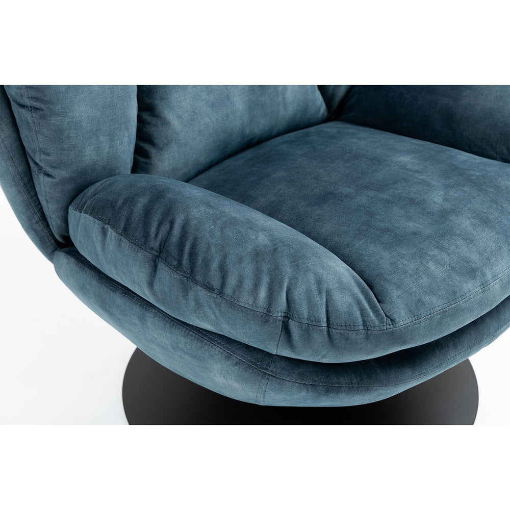 Fauteuil pivotant en velours bleu gris