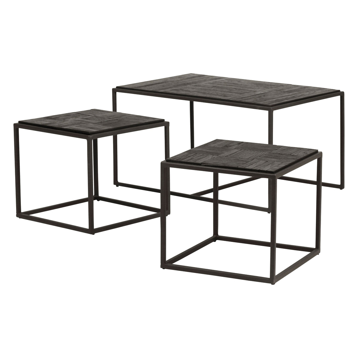 Tables basses gigognes teck recyclé - Set de 3
