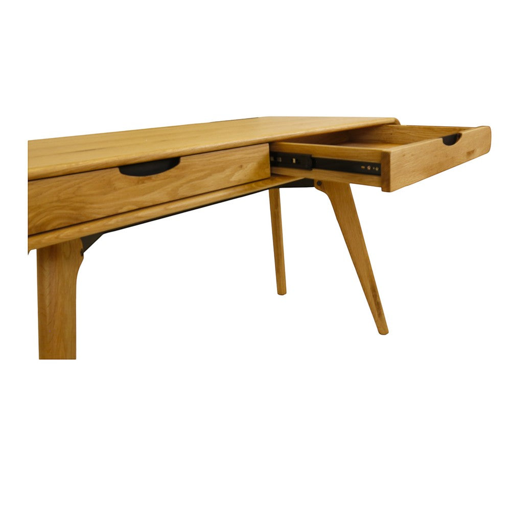 Bureau ZAGO STORE en chêne naturel avec deux tiroirs coulissants, design scandinave épuré et fonctionnel