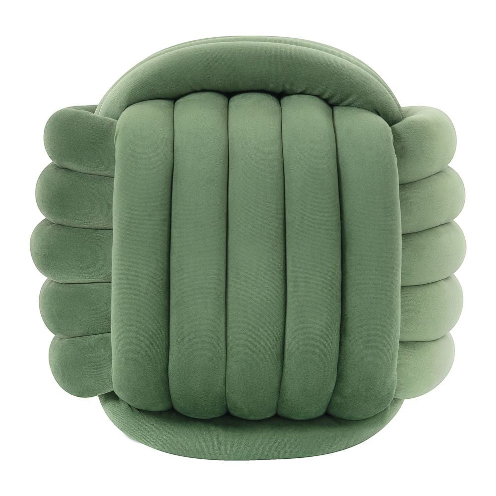 Pouf noeud ZAGO STORE en velours vert clair au design sculptural et contemporain