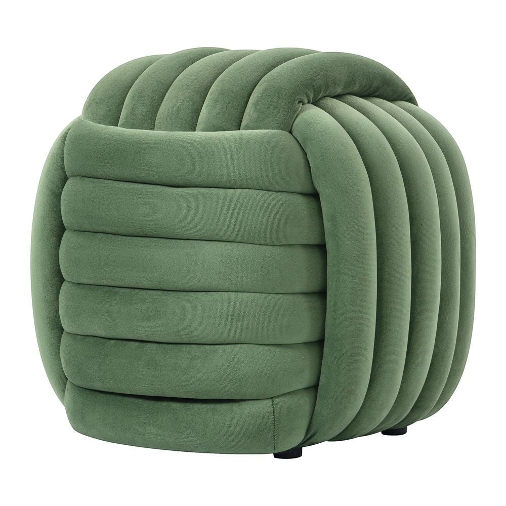 Pouf ZAGO STORE en velours vert clair au design sculptural en forme de nœud pour une décoration intérieure moderne