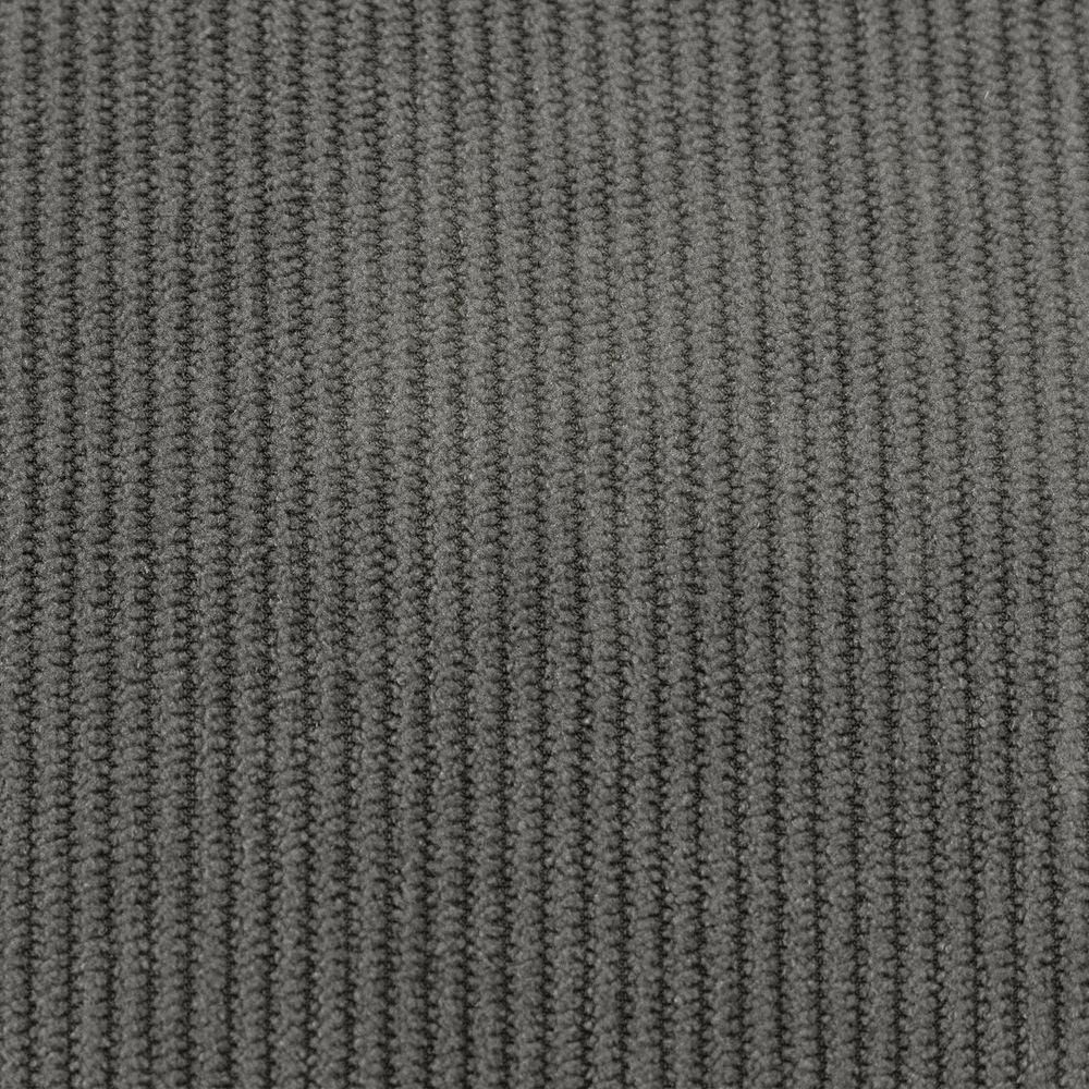 Gros plan sur le revêtement en velours côtelé gris du pouf ZAGO STORE avec ses fines côtes texturées